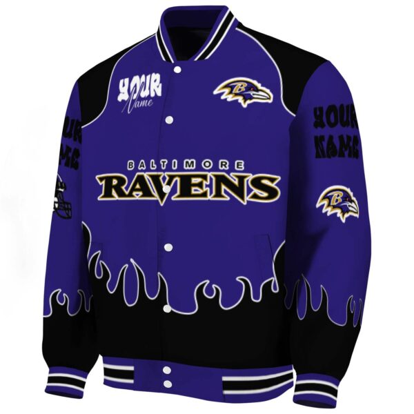 personalized baltimore ravens fire graphic purple jacket best selling