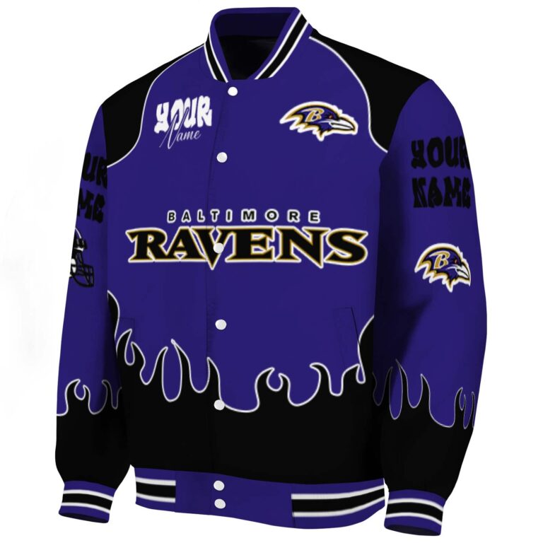 personalized baltimore ravens fire graphic purple jacket best selling