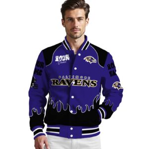 personalized baltimore ravens fire graphic purple jacket high quality