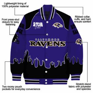 personalized baltimore ravens fire graphic purple jacket new arrival
