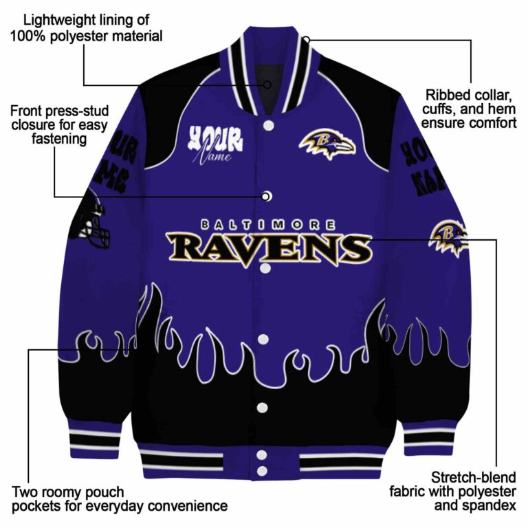 personalized baltimore ravens fire graphic purple jacket new arrival