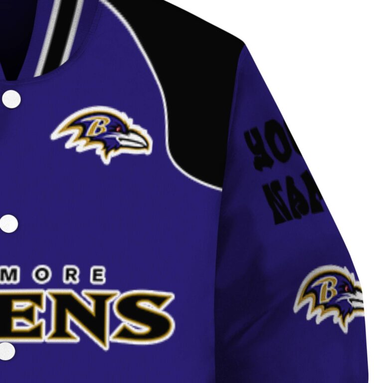 personalized baltimore ravens fire graphic purple jacket premium grade