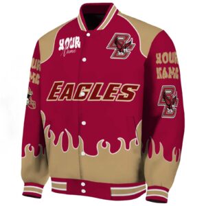 personalized boston college eagles fire graphic maroon jacket best selling