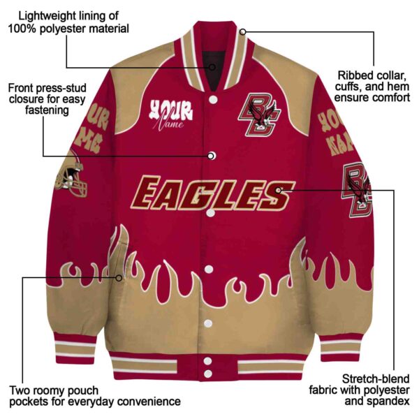 personalized boston college eagles fire graphic maroon jacket new arrival