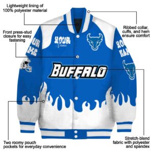 personalized buffalo bulls fire graphic royal blue jacket new arrival