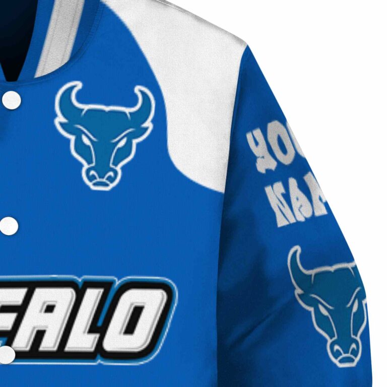 personalized buffalo bulls fire graphic royal blue jacket premium grade