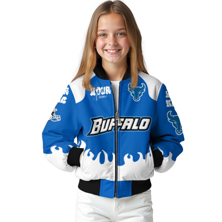 personalized buffalo bulls fire graphic royal blue jacket top rated