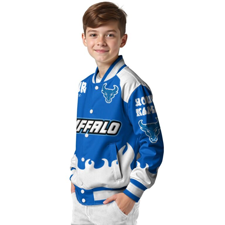 personalized buffalo bulls fire graphic royal blue jacket trendy