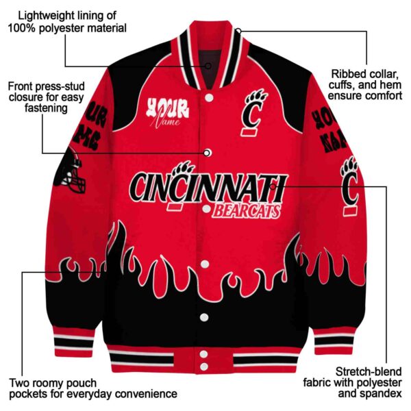 personalized cincinnati bearcats fire graphic red jacket new arrival