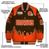 personalized cleveland browns fire graphic brown jacket new arrival