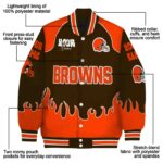 personalized cleveland browns fire graphic brown jacket best selling