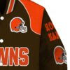 personalized cleveland browns fire graphic brown jacket premium grade