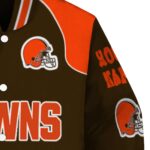 personalized cleveland browns fire graphic brown jacket best selling
