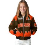 personalized cleveland browns fire graphic brown jacket best selling