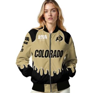 personalized colorado buffaloes fire graphic gold jacket latest model