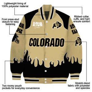 personalized colorado buffaloes fire graphic gold jacket new arrival
