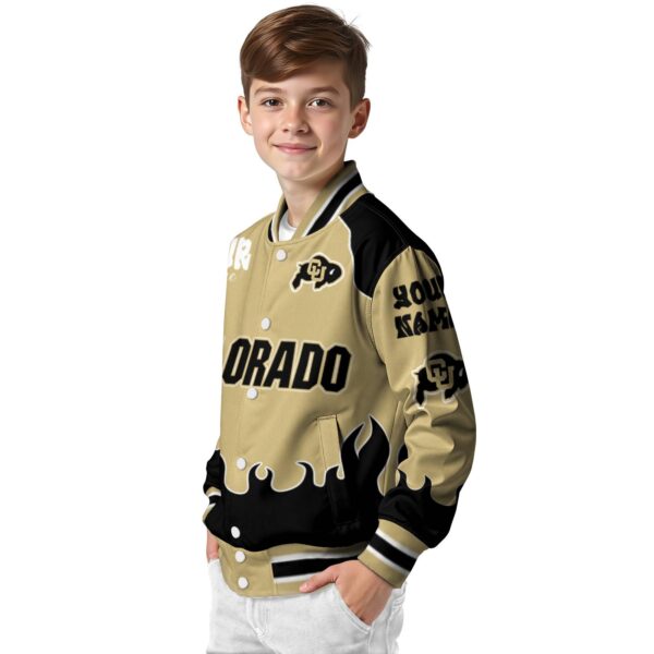 personalized colorado buffaloes fire graphic gold jacket trendy