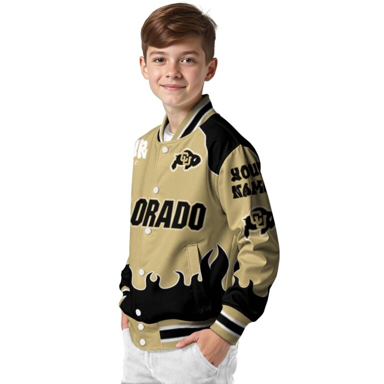 personalized colorado buffaloes fire graphic gold jacket trendy
