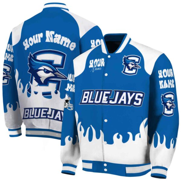 personalized creighton bluejays fire graphic blue jacket fashion forward
