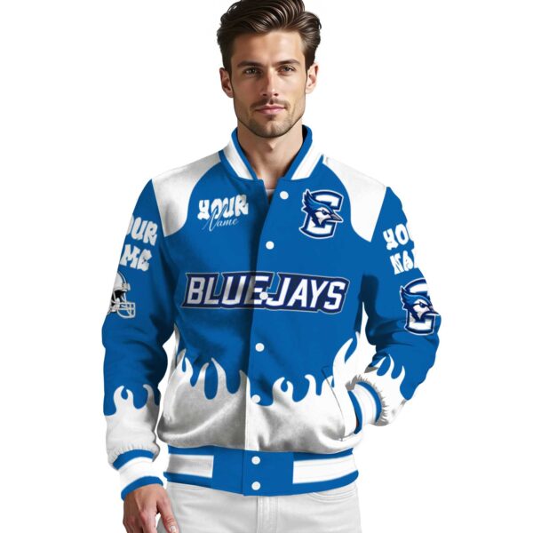 personalized creighton bluejays fire graphic blue jacket high quality