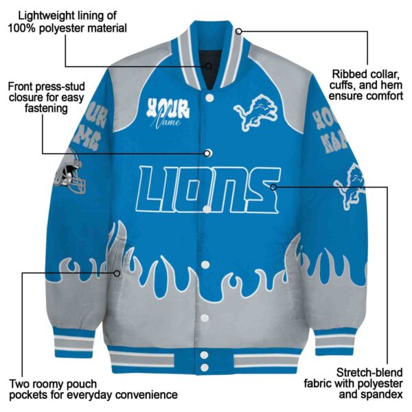 personalized detroit lions fire graphic blue jacket new arrival