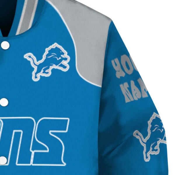 personalized detroit lions fire graphic blue jacket premium grade