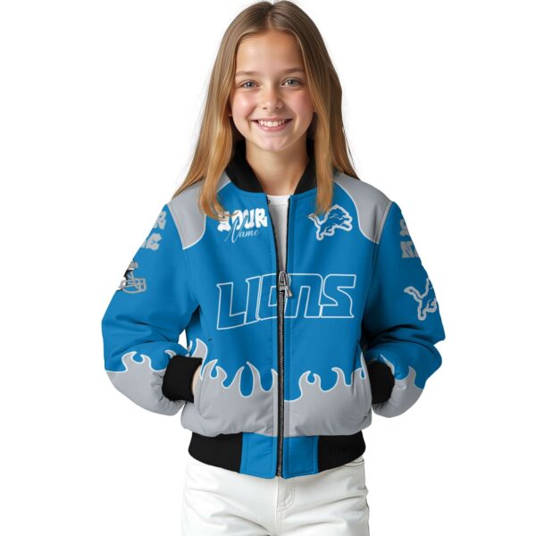 personalized detroit lions fire graphic blue jacket top rated