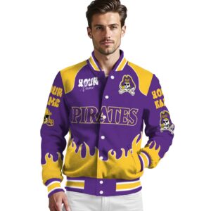 personalized east carolina pirates fire graphic purple jacket high quality