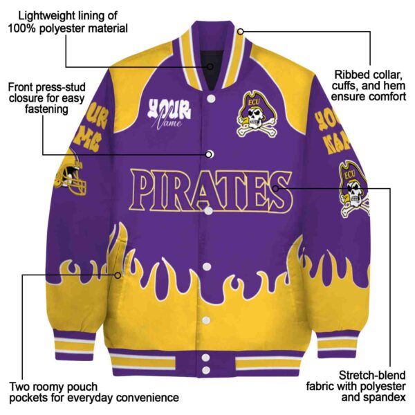 personalized east carolina pirates fire graphic purple jacket new arrival