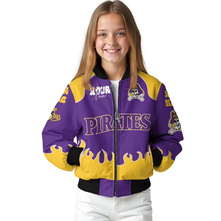 personalized east carolina pirates fire graphic purple jacket top rated