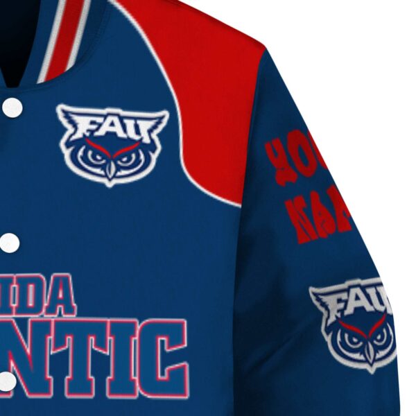 personalized florida atlantic owls fire graphic blue jacket premium grade