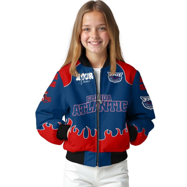personalized florida atlantic owls fire graphic blue jacket top rated