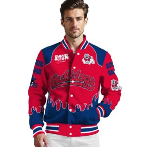 personalized fresno state bulldogs fire graphic red jacket high quality