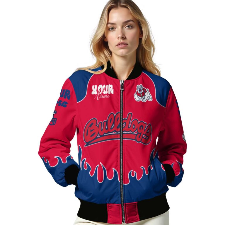 personalized fresno state bulldogs fire graphic red jacket latest model