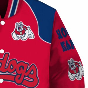 personalized fresno state bulldogs fire graphic red jacket premium grade