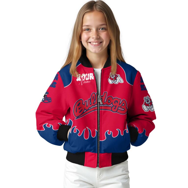 personalized fresno state bulldogs fire graphic red jacket top rated