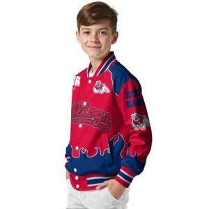 personalized fresno state bulldogs fire graphic red jacket trendy
