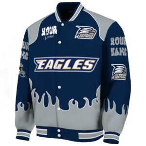 personalized georgia southern eagles fire graphic blue jacket best selling