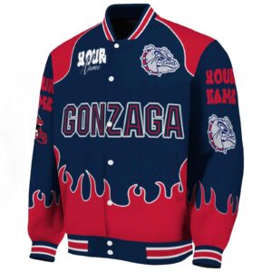 personalized gonzaga bulldogs fire graphic blue jacket best selling