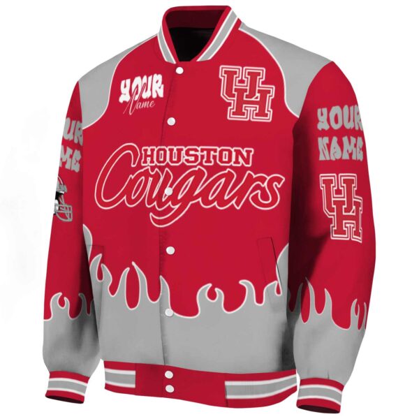 personalized houston cougars fire graphic red jacket best selling