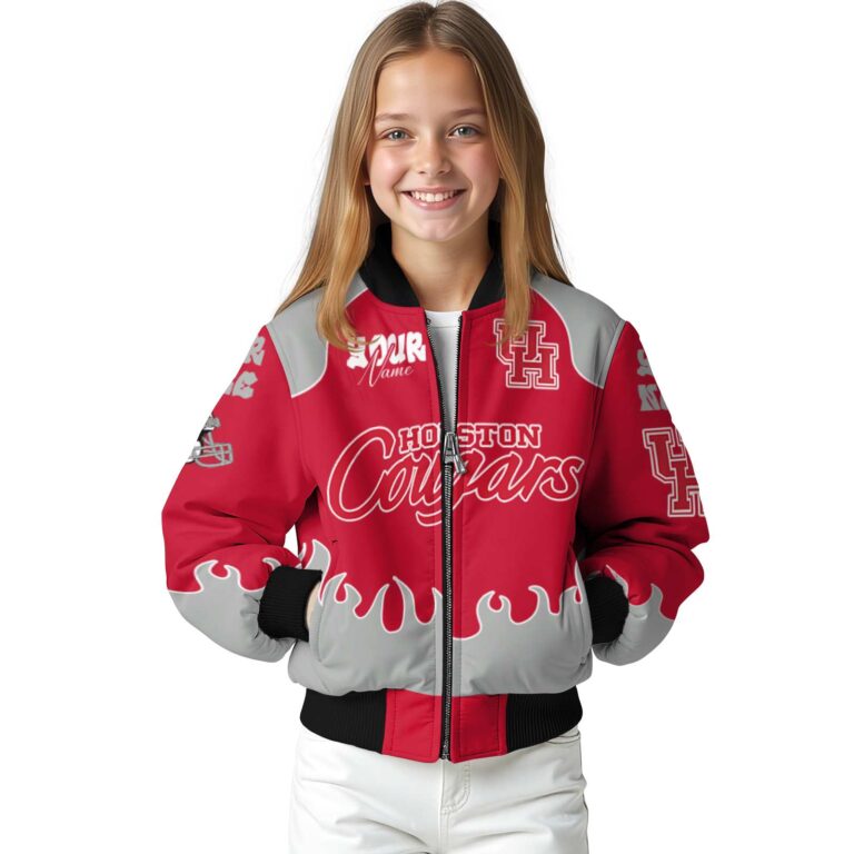 personalized houston cougars fire graphic red jacket top rated