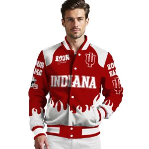 personalized indiana hoosiers fire graphic red jacket high quality