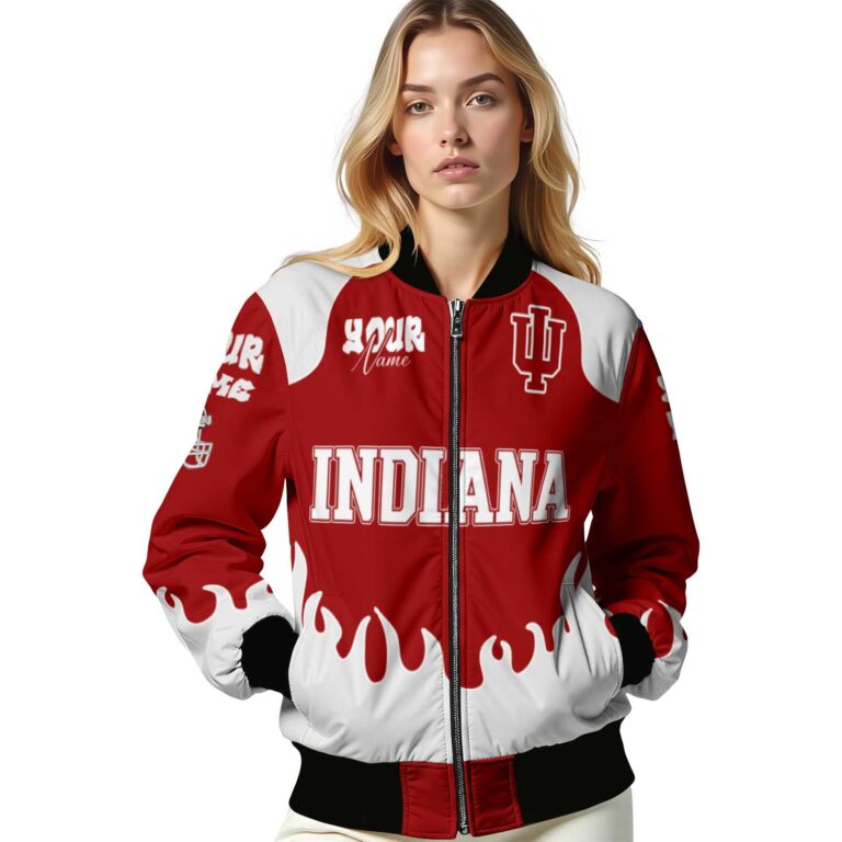 personalized indiana hoosiers fire graphic red jacket latest model