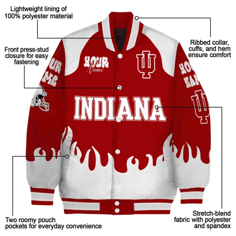 personalized indiana hoosiers fire graphic red jacket new arrival