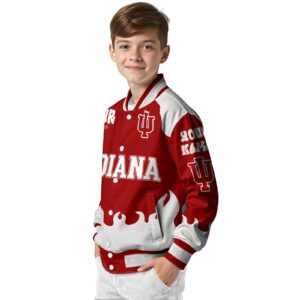 personalized indiana hoosiers fire graphic red jacket trendy