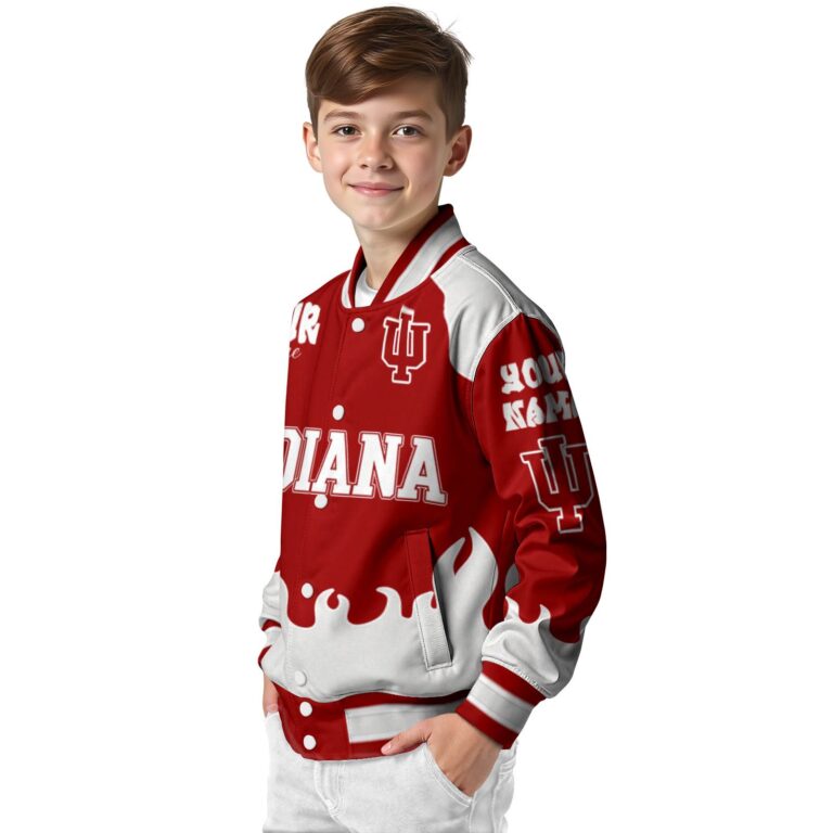 personalized indiana hoosiers fire graphic red jacket trendy