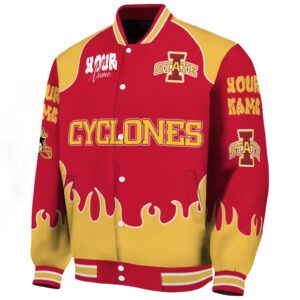 personalized iowa state cyclones fire graphic red jacket best selling