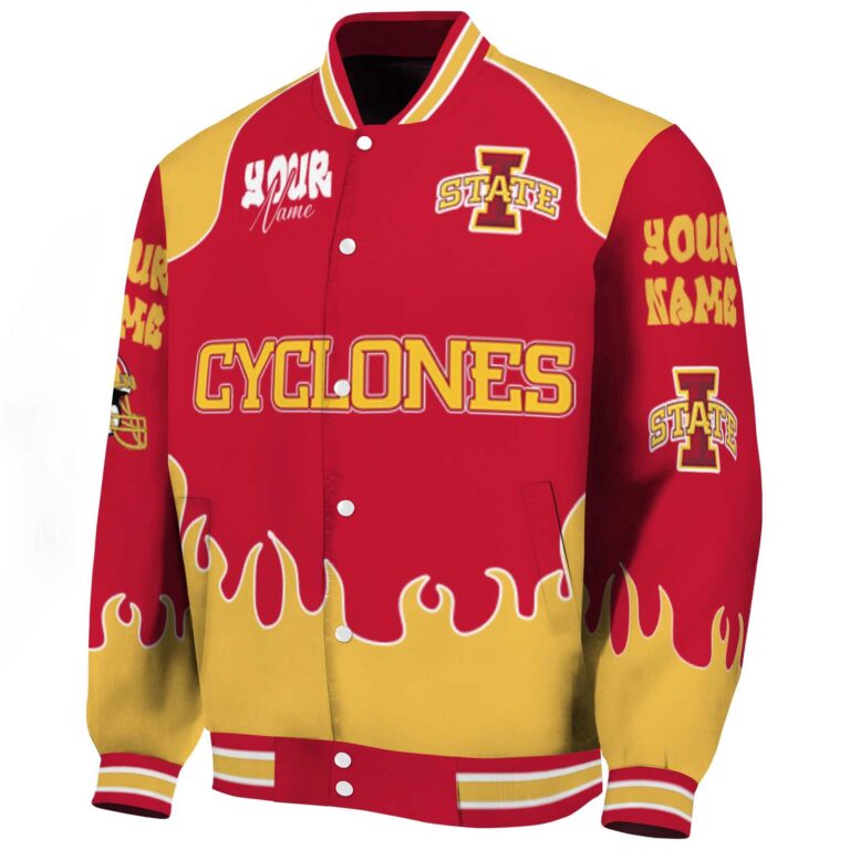 personalized iowa state cyclones fire graphic red jacket best selling