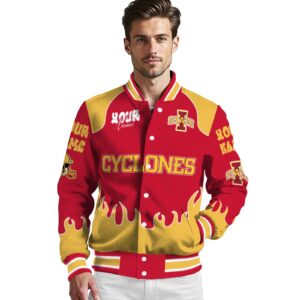 personalized iowa state cyclones fire graphic red jacket high quality