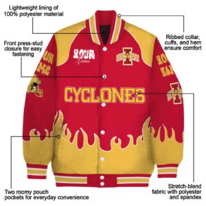 personalized iowa state cyclones fire graphic red jacket new arrival